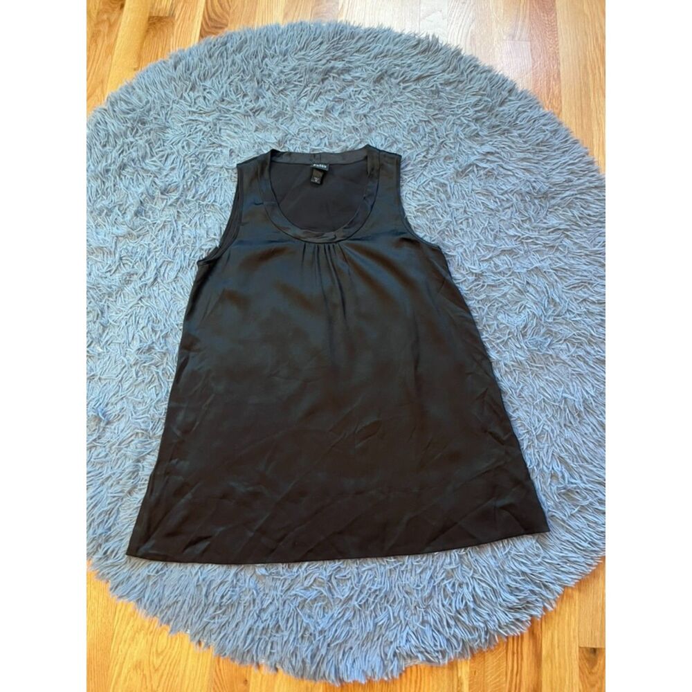Eileen Fisher Black Long Sleeveless Silk Tunic Top Size M Minimalist